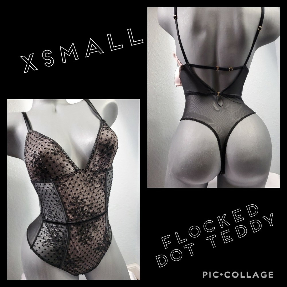 XS Flocked Dot Teddy Lingere Outfit